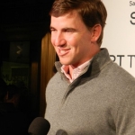 New York Giants quarterback Eli Manning attended the Samsung Smart TV launch party on Wall Street on Wednesday, March 20, 2013.